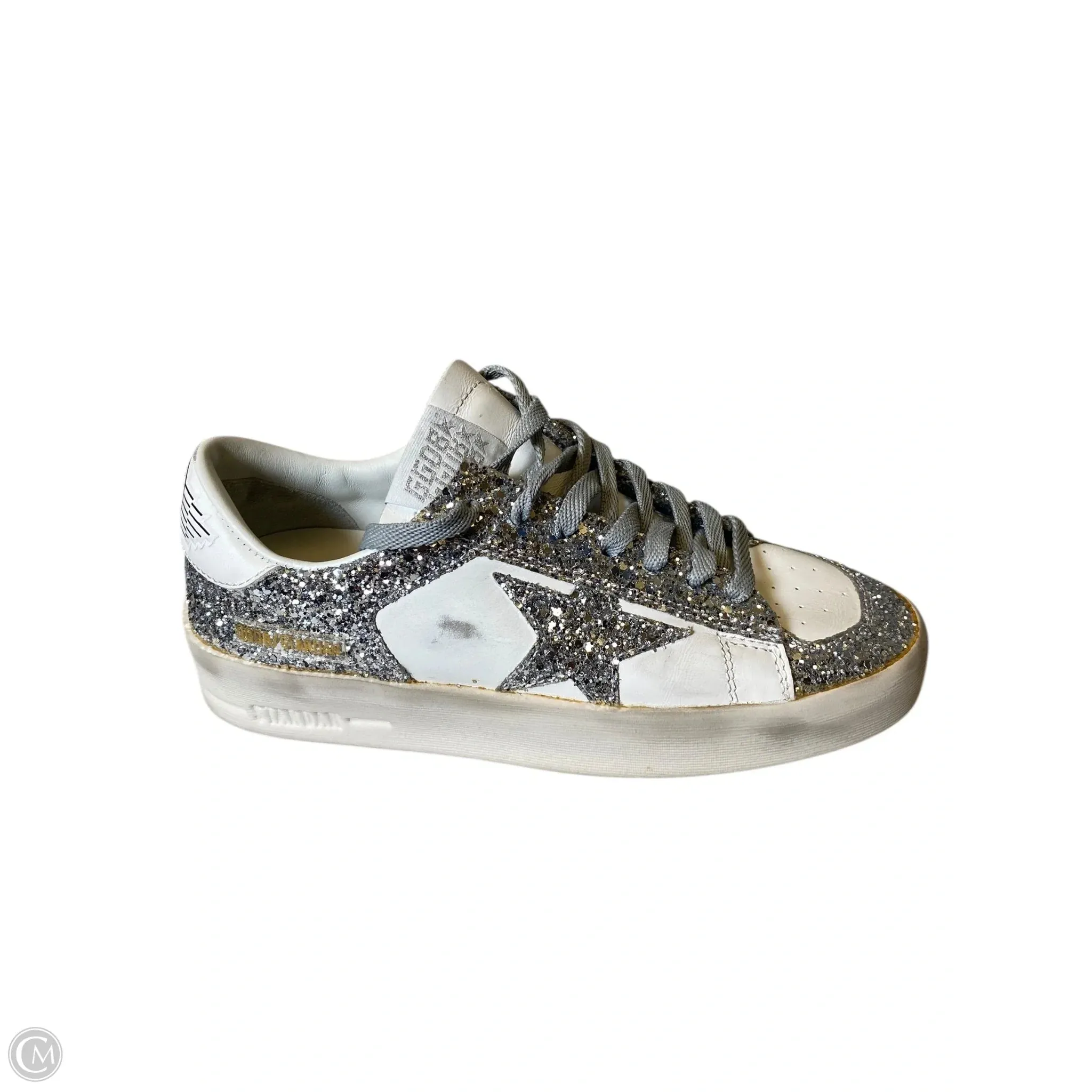 Shoes Luxury Designer By Golden Goose In Silver & White, Size: 37 Eco Friendly Construction
