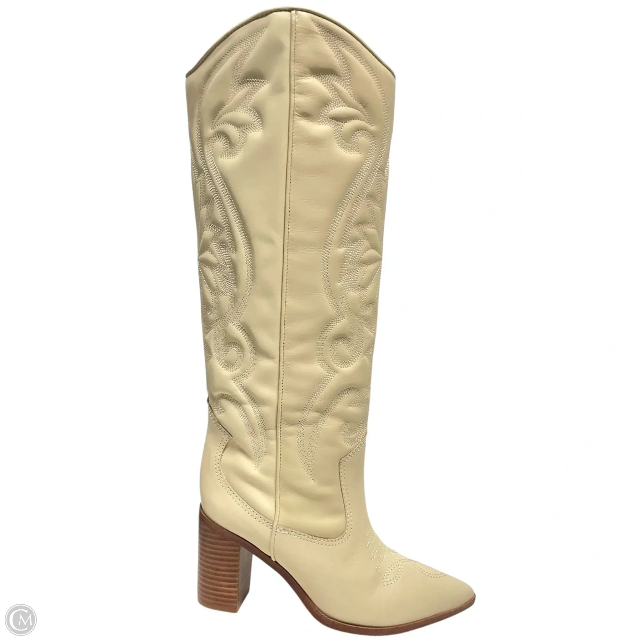 Asymmetric Lacing System Anti blister Boots Western By SCHUTZ In Cream, Size: 5.5