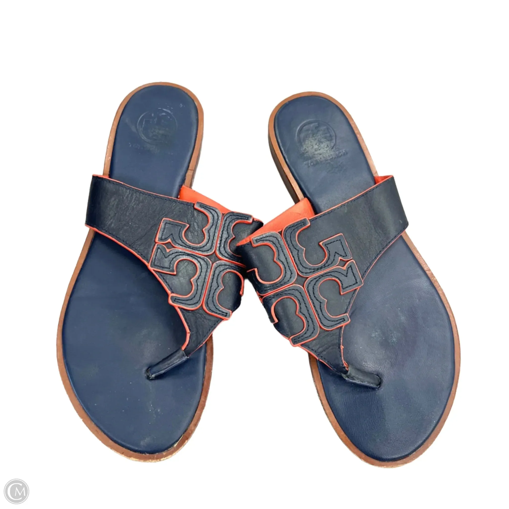 Mid Top Core Support Sandals Designer By Tory Burch In Navy, Size: 6