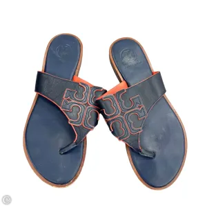 Mid Top Core Support Sandals Designer By Tory Burch In Navy, Size: 6