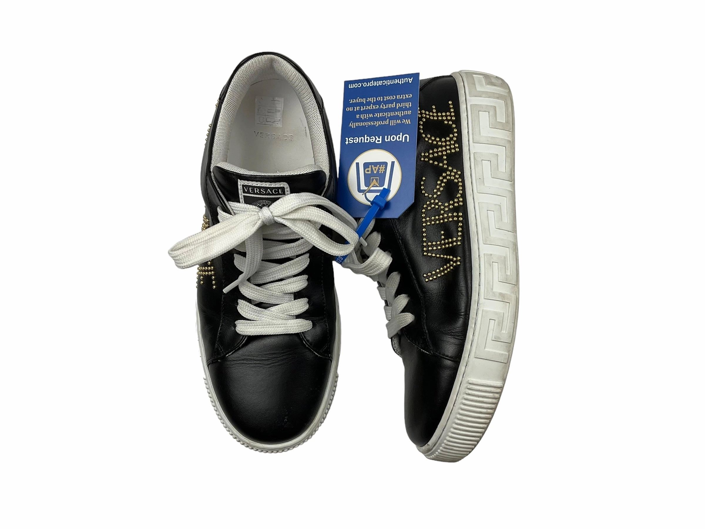 Chic Cool Seamless Inner Construction Black Shoes Luxury Designer Versace, Size 6