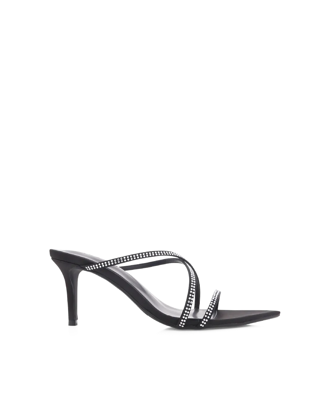 EFFY - BLACK SATIN-DIAMANTE Grace Spark Glamour Sandals
