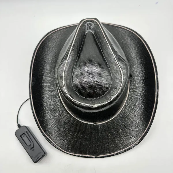 EL WIRE Light Up Iridescent Space Black Cowboy Hat - Pack of 12 Hats