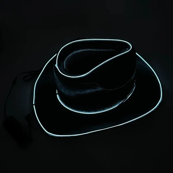 EL WIRE Light Up Iridescent Space Black Cowboy Hat - Pack of 12 Hats
