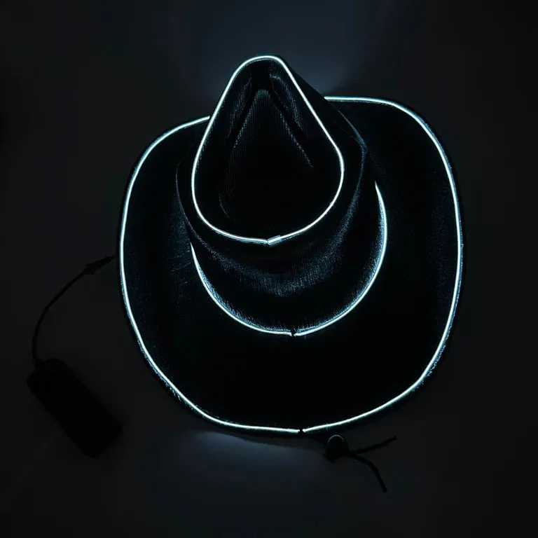 EL WIRE Light Up Iridescent Space Black Cowboy Hat - Pack of 12 Hats