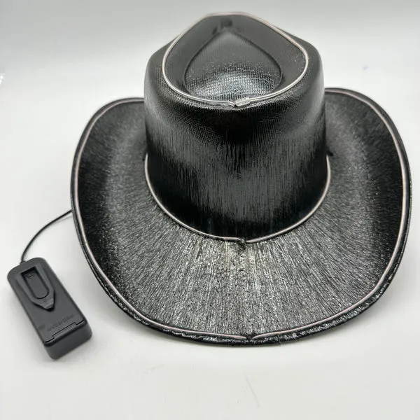 EL WIRE Light Up Iridescent Space Black Cowboy Hat - Pack of 12 Hats