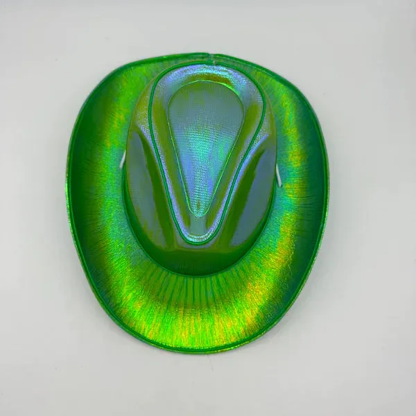 EL WIRE Light Up Iridescent Space Green Cowboy Hat - Pack of 72 Hats