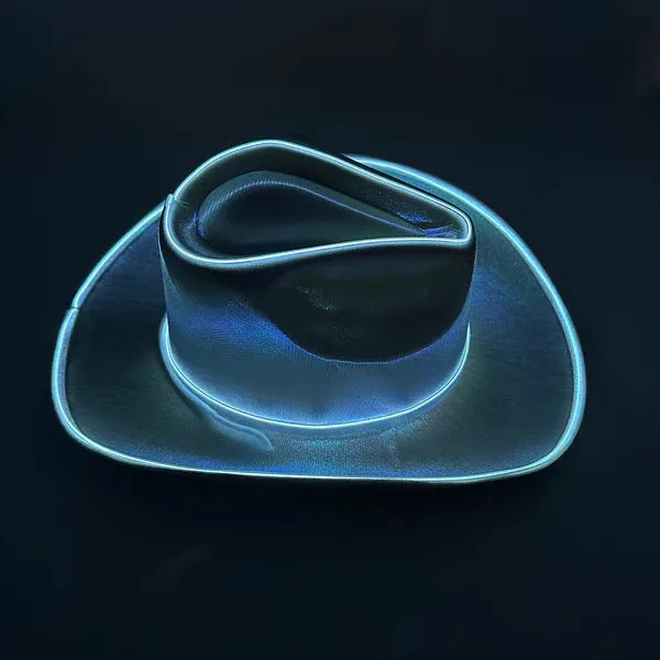 EL WIRE Light Up Iridescent Space White Cowboy Hat - Pack of 12 Hats