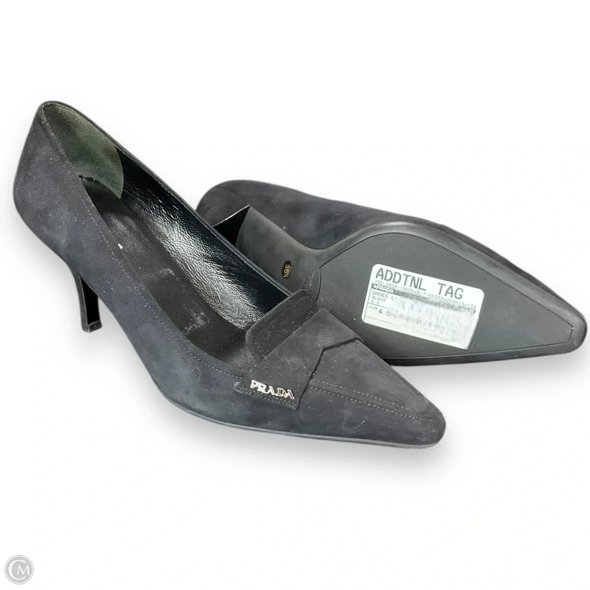 Shoes Luxury Designer By Prada In Black, Size: 6.5 Comfort toe