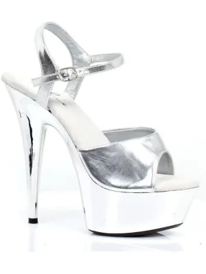 Ellie Shoes E-609-Chrome, 6" Women's Pointed Chrome Stiletto Sandal.