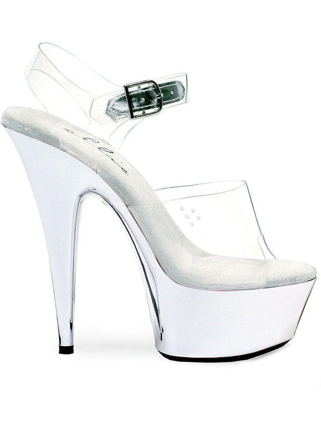 Ellie Shoes E-609-Chrome, 6" Women's Pointed Chrome Stiletto Sandal.