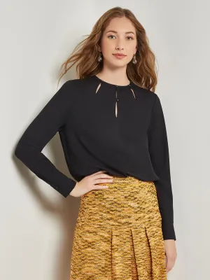 Embellished Neckline Blouse - Crepe De Chine