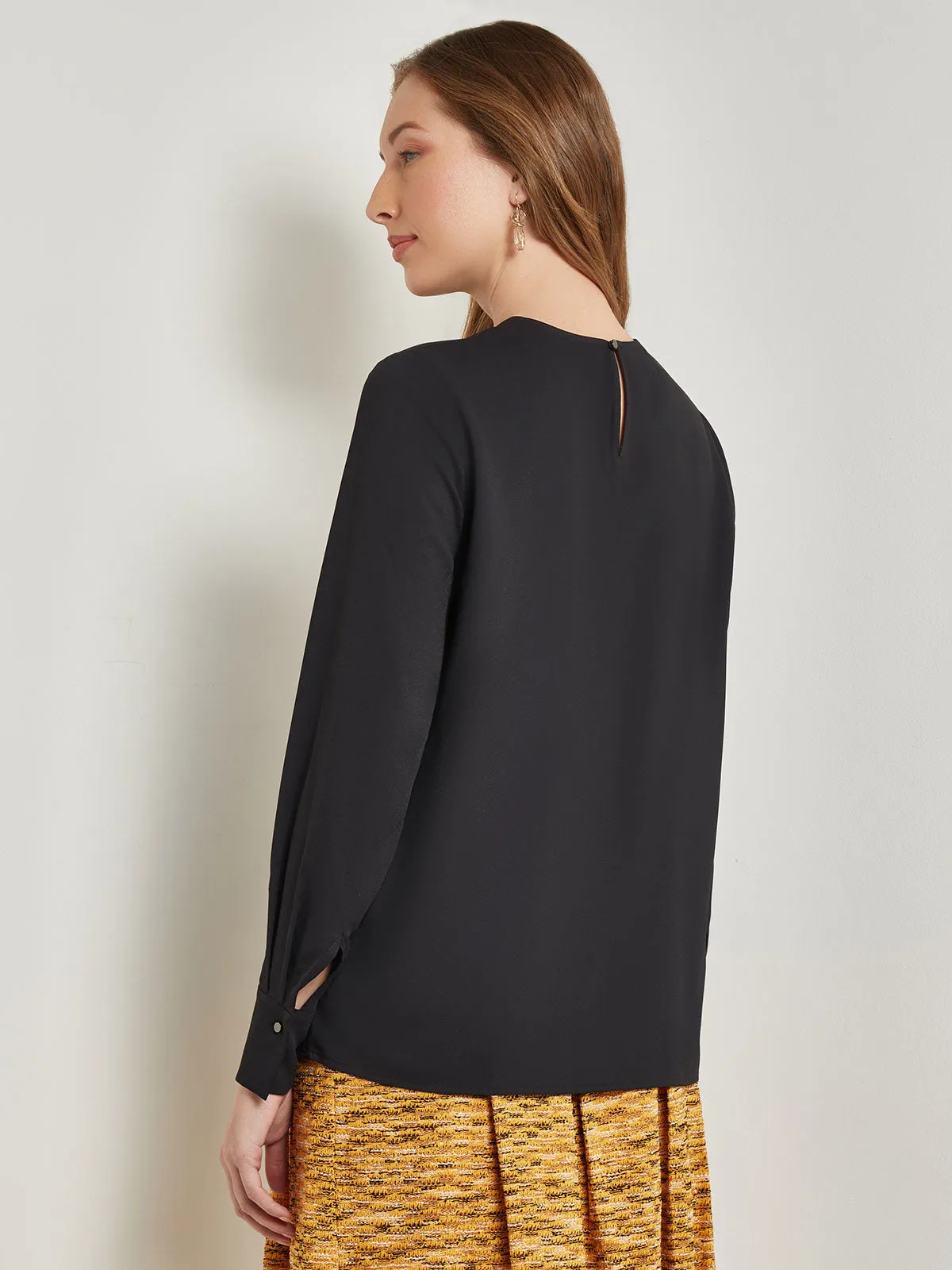 Embellished Neckline Blouse - Crepe De Chine