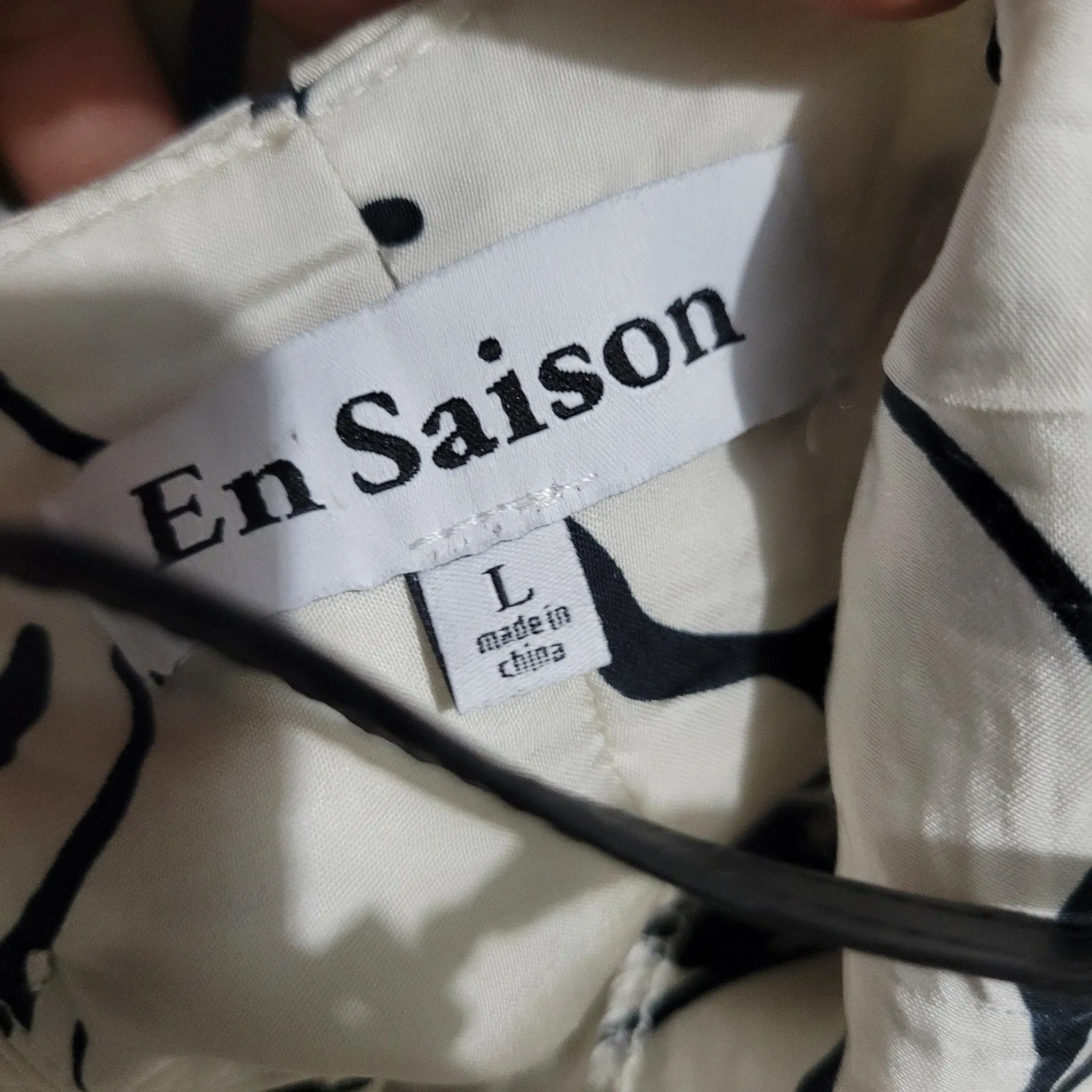 En Saison Slip Dress Ivory White Pearl Abstract Print Face Maxi Silky Satin Size Large