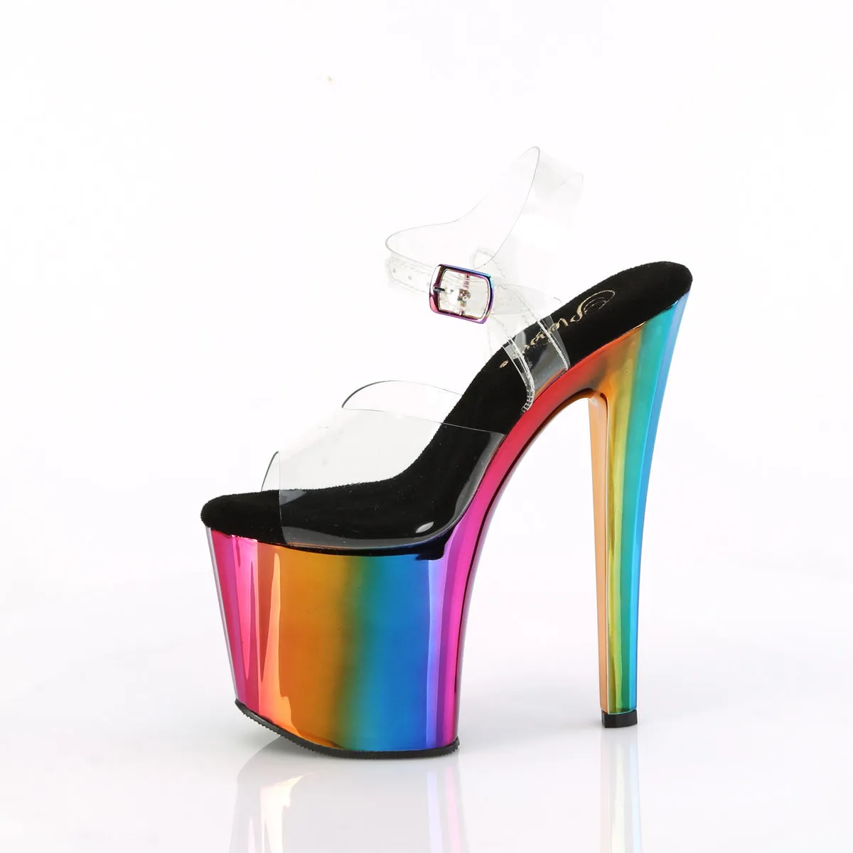 ENCHANT-708RC Pleaser Clear/Rainbow Chrome Sexy Platform Shoes (Pole Dancing Heels)