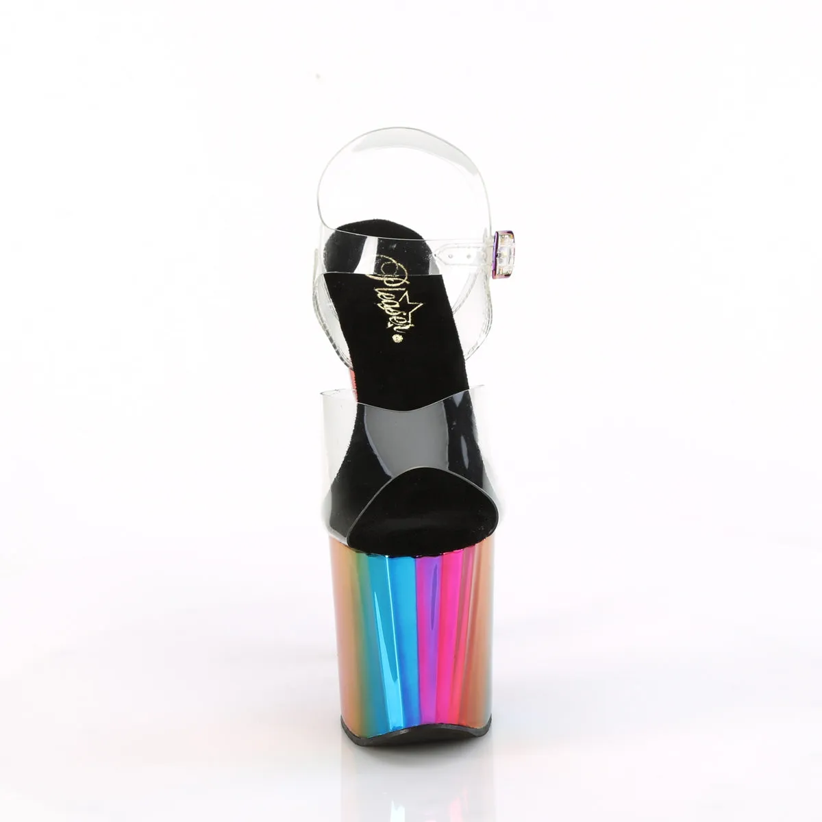 ENCHANT-708RC Pleaser Clear/Rainbow Chrome Sexy Platform Shoes (Pole Dancing Heels)