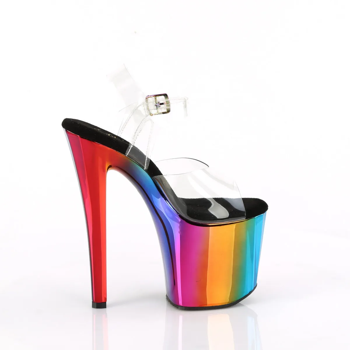 ENCHANT-708RC Pleaser Clear/Rainbow Chrome Sexy Platform Shoes (Pole Dancing Heels)