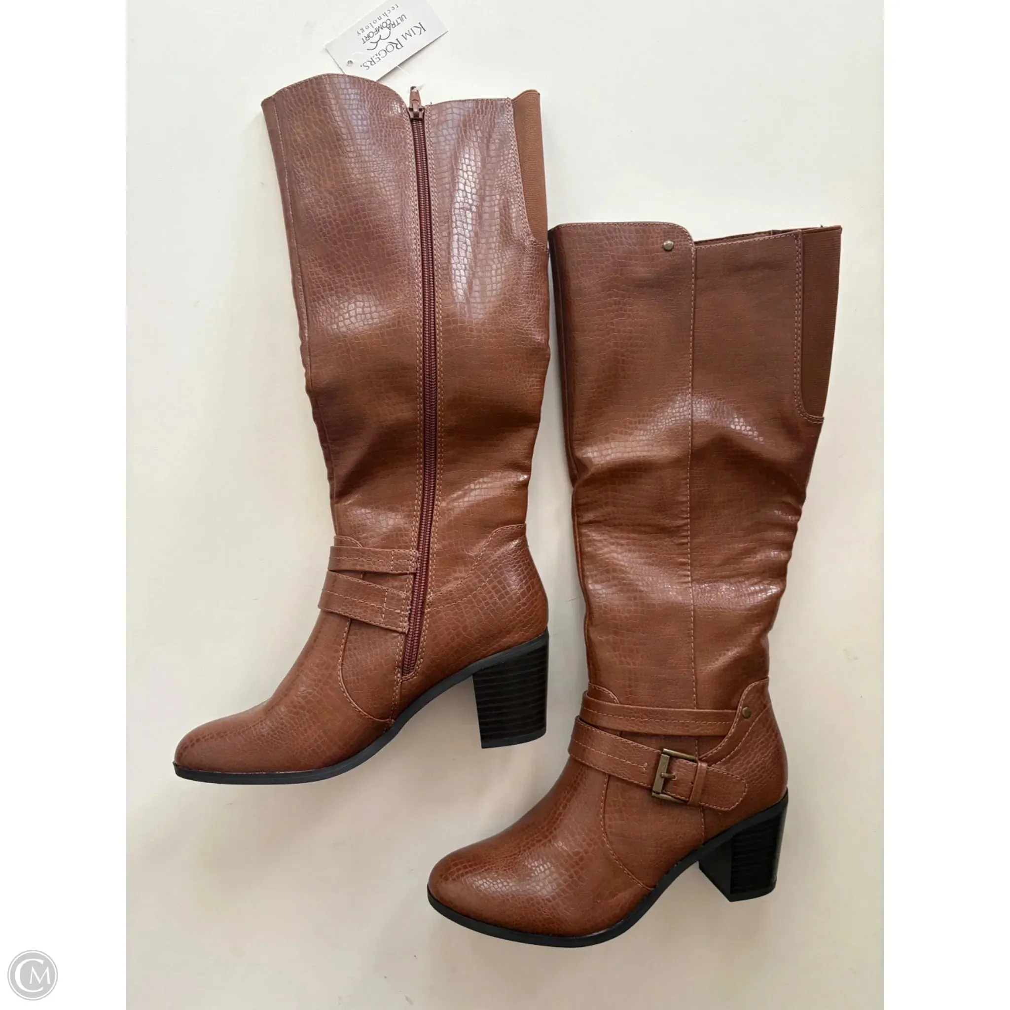 Sleek Function Boots Knee Heels By Kim Rogers In Brown, Size: 7