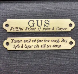 Engraved HALTER PLATE LARGE THICK 4 1/4" x 3/4" x .050" Solid Brass or Nickel Silver Notched or Scalloped Corners Horse Name Plate starting at
