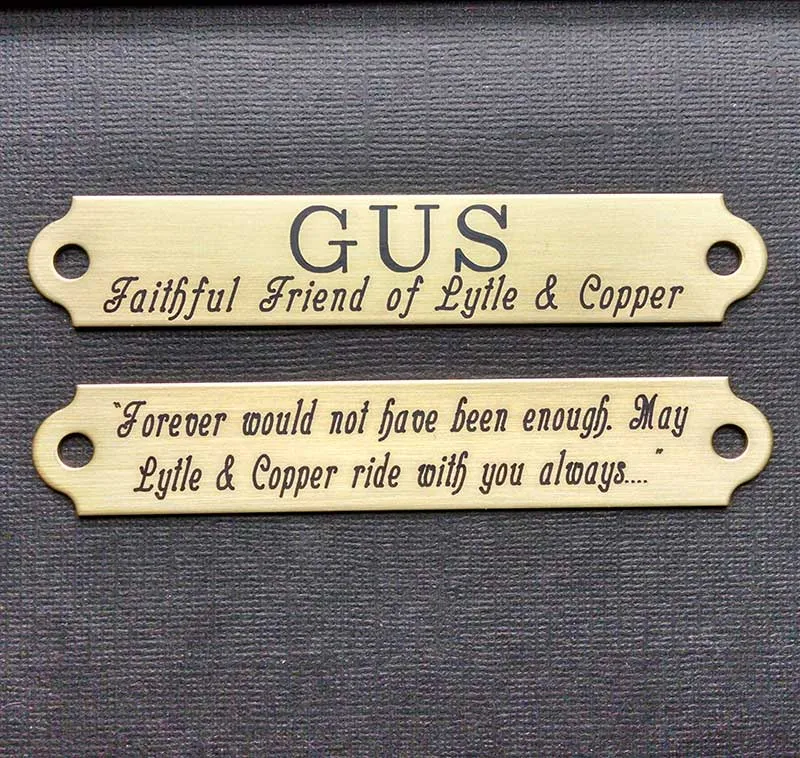 Engraved HALTER PLATE LARGE THICK 4 1/4" x 3/4" x .050" Solid Brass or Nickel Silver Notched or Scalloped Corners Horse Name Plate starting at