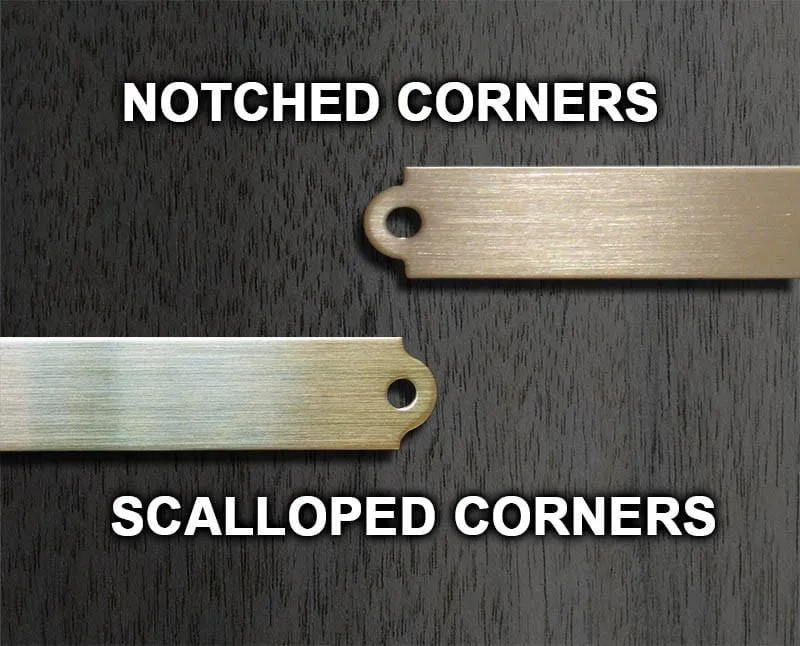 Engraved HALTER PLATE LARGE THICK 4 1/4" x 3/4" x .050" Solid Brass or Nickel Silver Notched or Scalloped Corners Horse Name Plate starting at