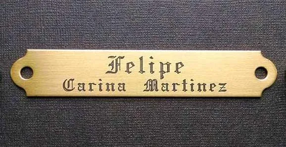 Engraved HALTER PLATE LARGE THICK 4 1/4" x 3/4" x .050" Solid Brass or Nickel Silver Notched or Scalloped Corners Horse Name Plate starting at