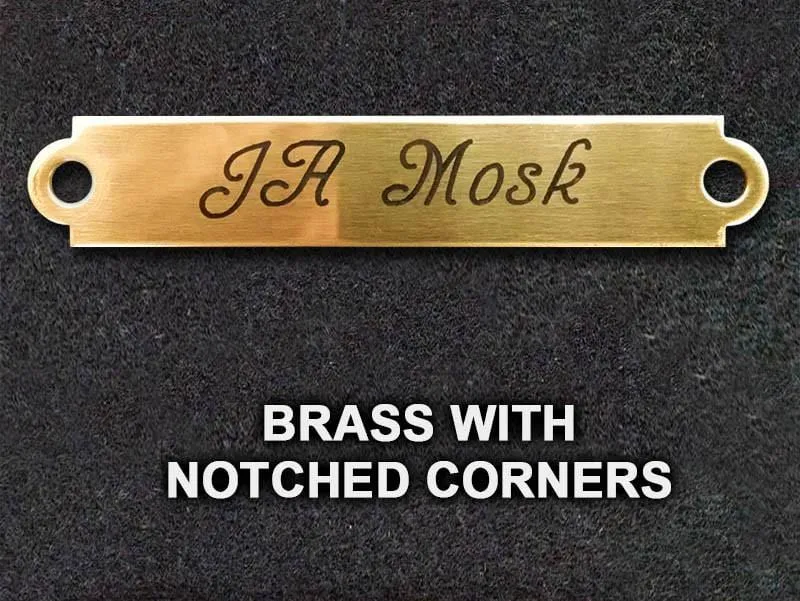 Engraved HALTER PLATE LARGE THICK 4 1/4" x 3/4" x .050" Solid Brass or Nickel Silver Notched or Scalloped Corners Horse Name Plate starting at