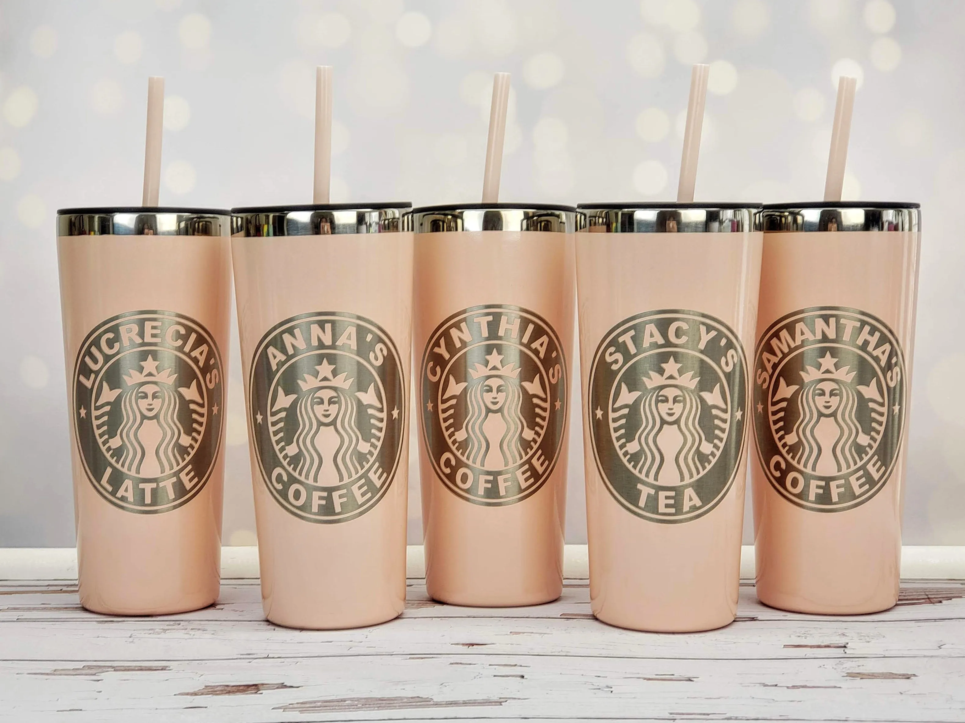 Engraved Tumbler with Personalized Starbucks Logo