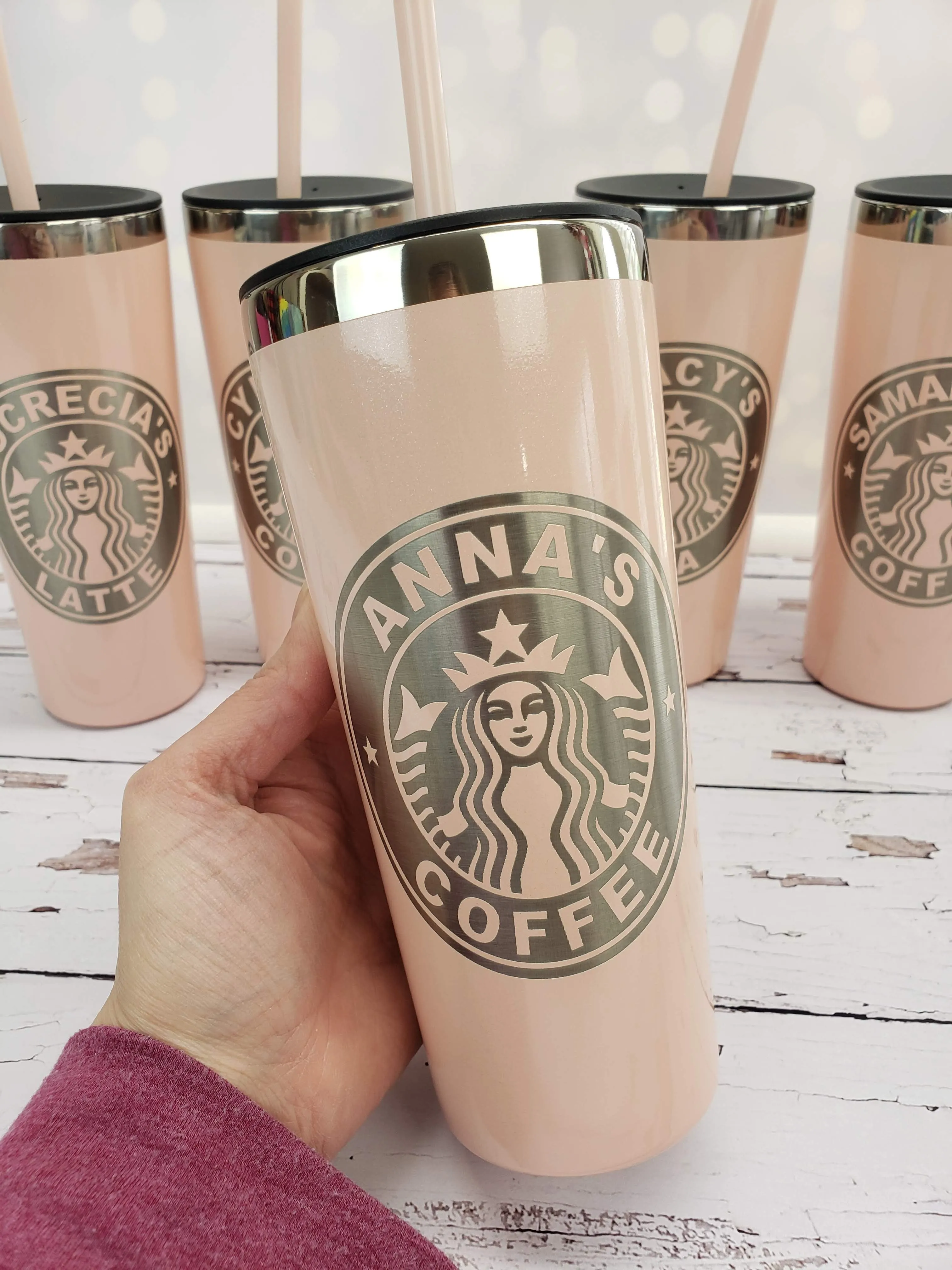 Engraved Tumbler with Personalized Starbucks Logo