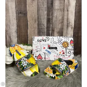 Sandals Luxury Designer By Dolce And Gabbana In Lemon, Size: 5 Earth Base Clean Step