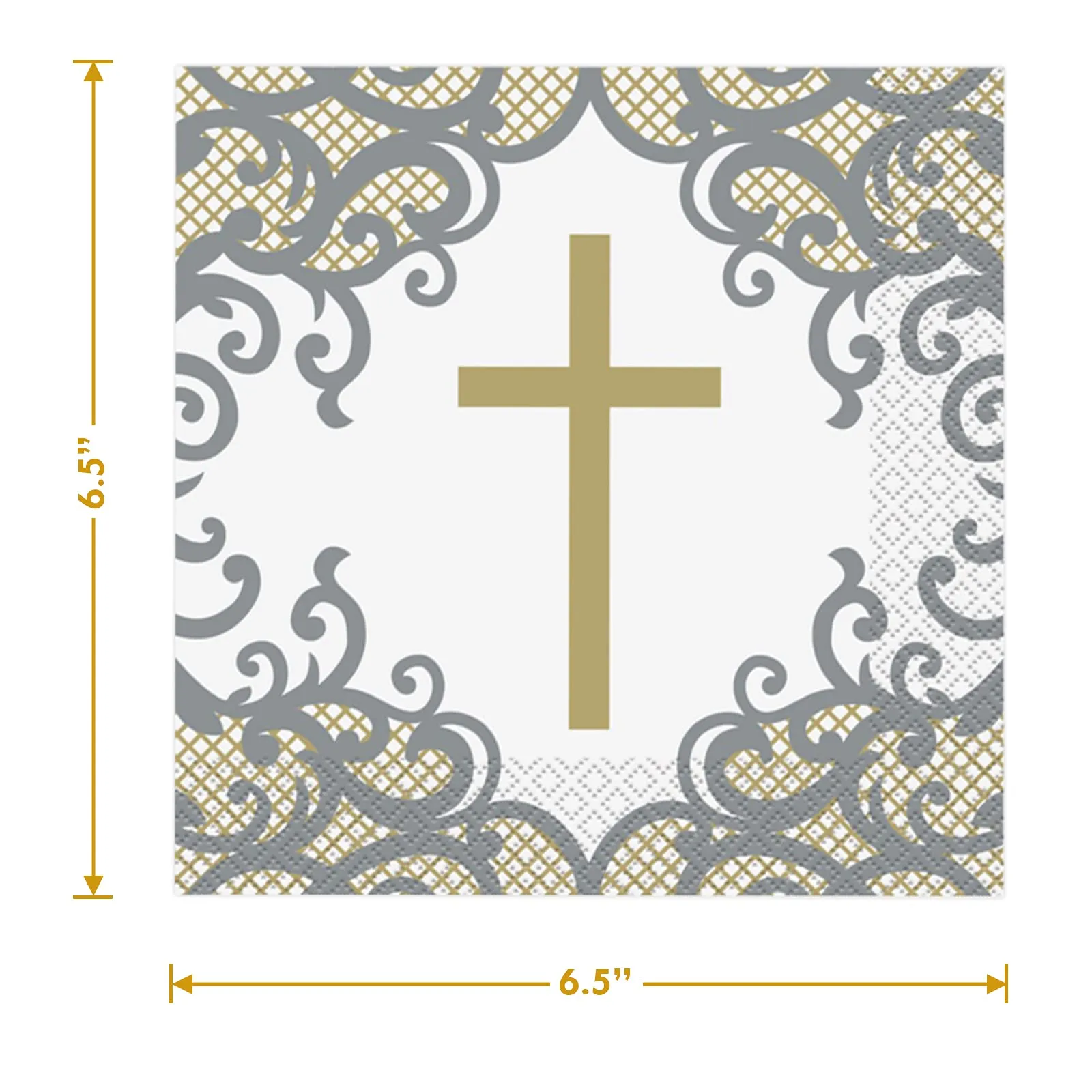 Fancy Silver & Gold Religious Cross Dinner Party Pack (Serves 16)