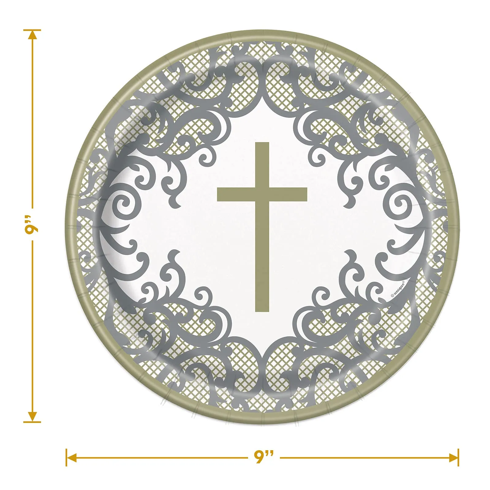 Fancy Silver & Gold Religious Cross Dinner Party Pack (Serves 16)