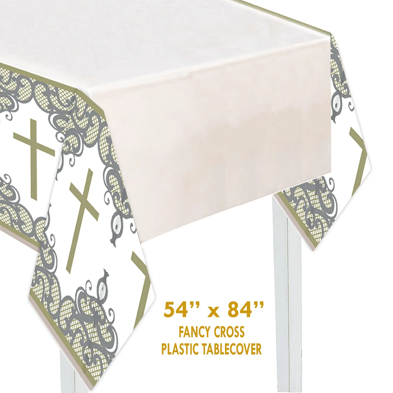Fancy Silver & Gold Religious Cross Dinner Party Pack (Serves 16)