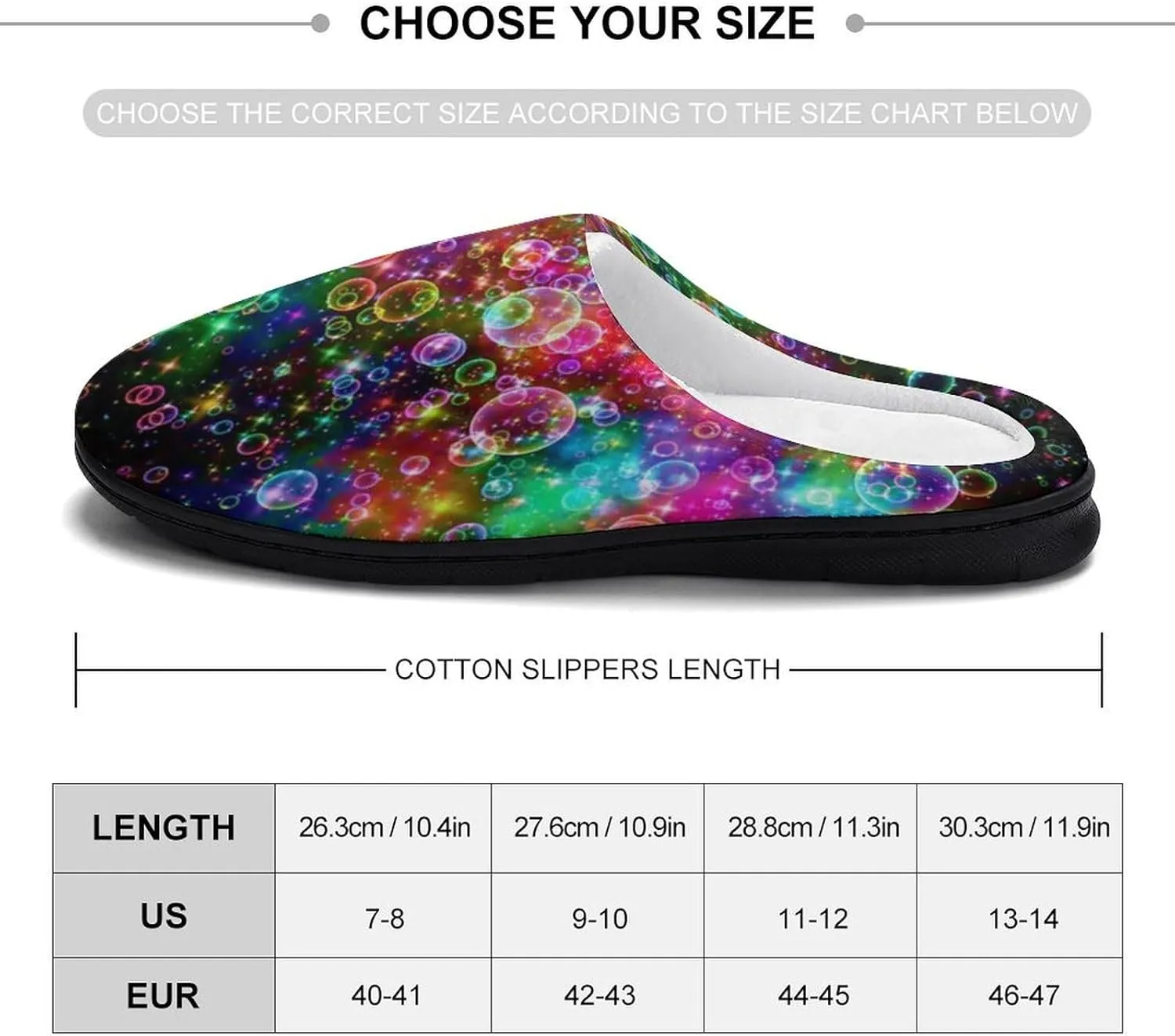Fantasy Rainbow Color Bubble Fashion Mens Slippers Slip On Fuzzy House Shoes for Indoor Outdoor