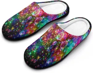 Fantasy Rainbow Color Bubble Fashion Mens Slippers Slip On Fuzzy House Shoes for Indoor Outdoor