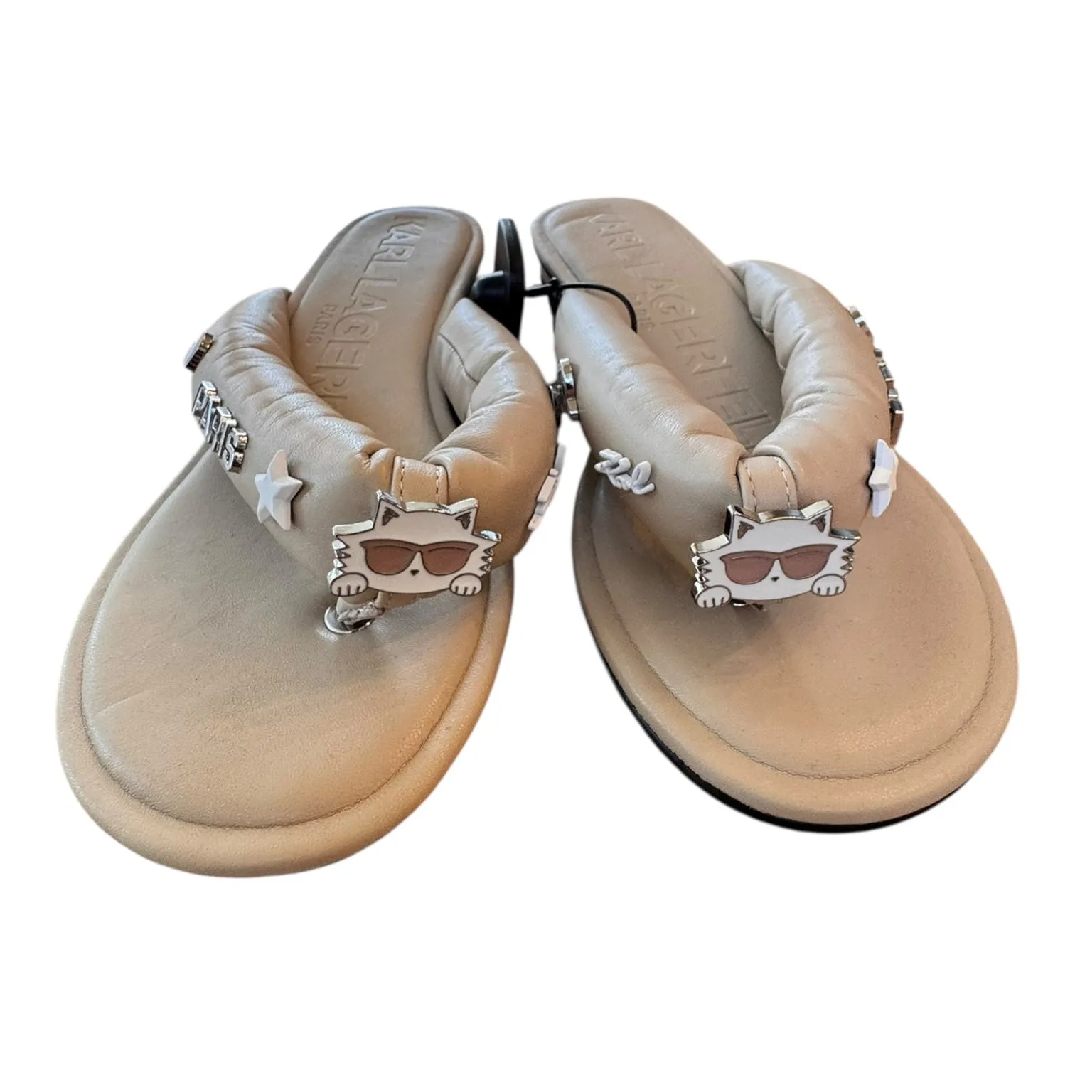 Low Impact Landing Design Sandals Designer By Karl Lagerfeld In Tan, Size:8.5
