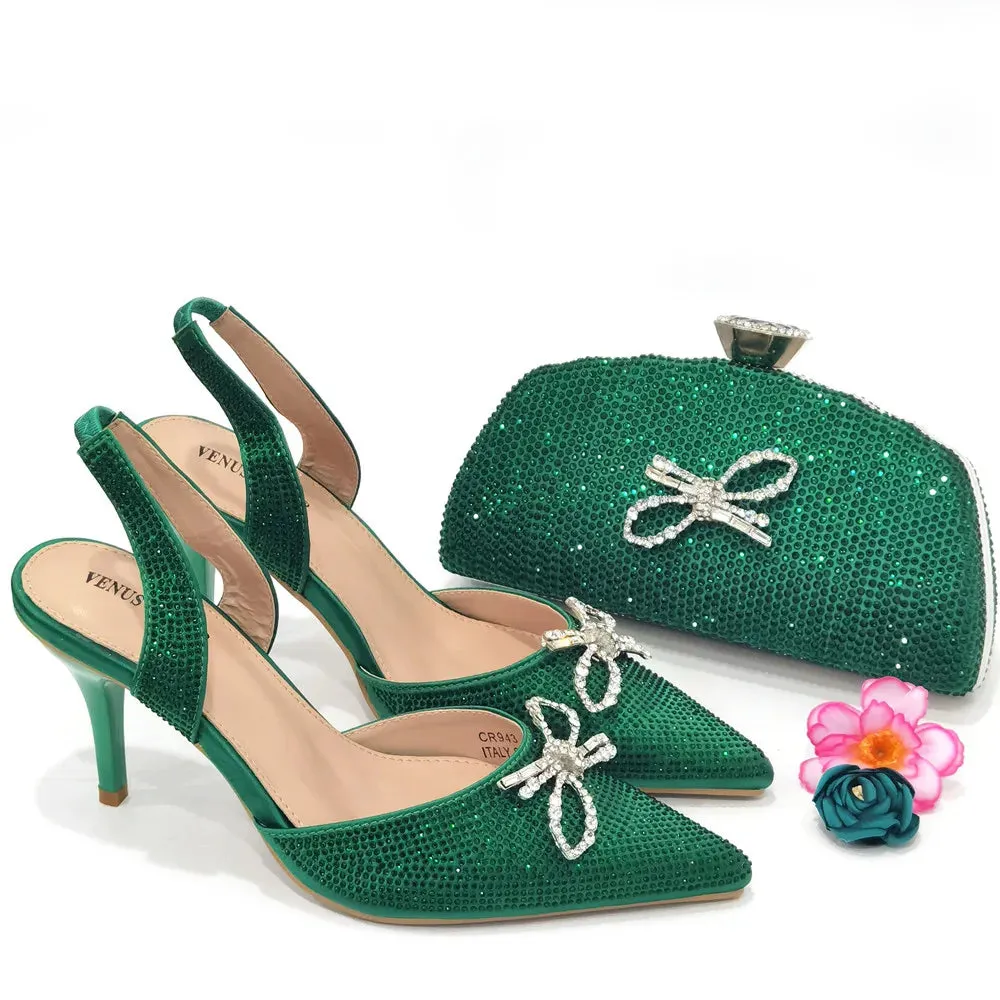 Fashionable Gold Color Ladies Shoes and Bag Set for Party Nigerian Women Wedding Shoes and Bag Set