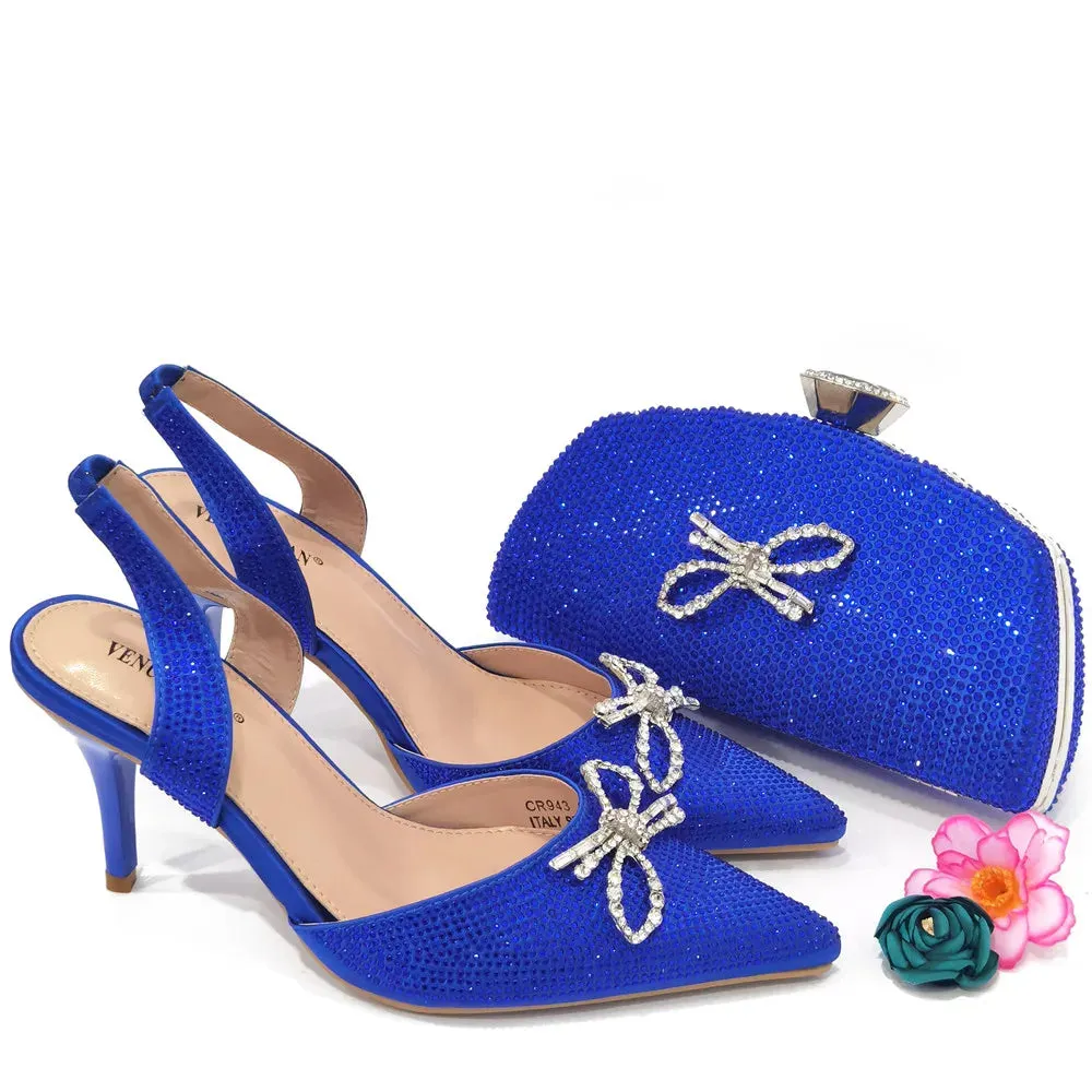 Fashionable Gold Color Ladies Shoes and Bag Set for Party Nigerian Women Wedding Shoes and Bag Set