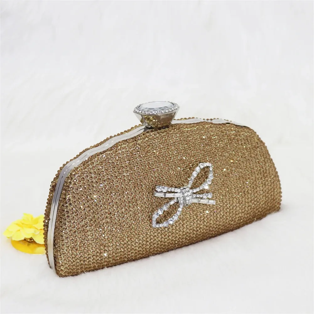 Fashionable Gold Color Ladies Shoes and Bag Set for Party Nigerian Women Wedding Shoes and Bag Set