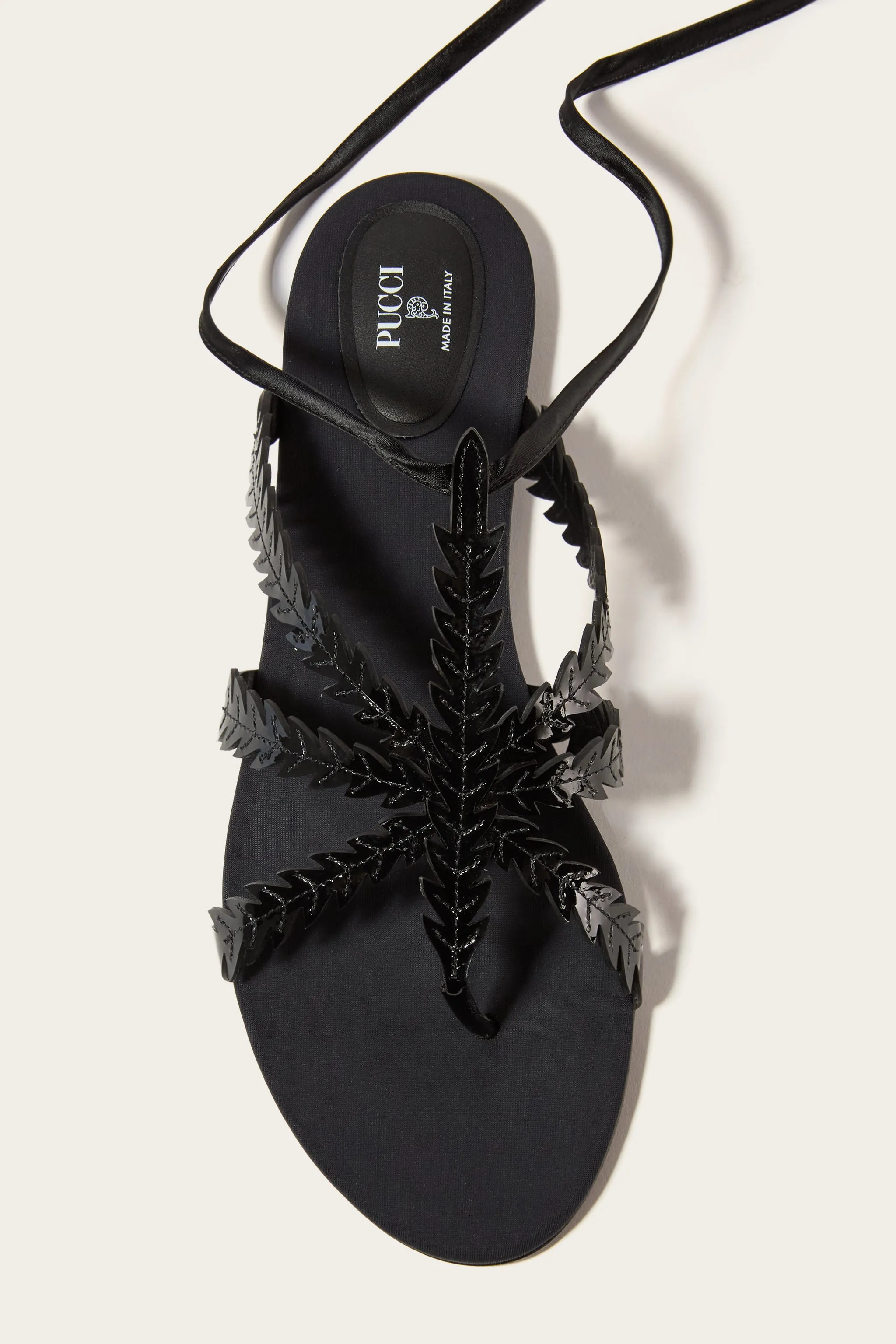 Feather-Embellished Sandals