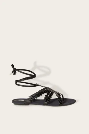 Feather-Embellished Sandals