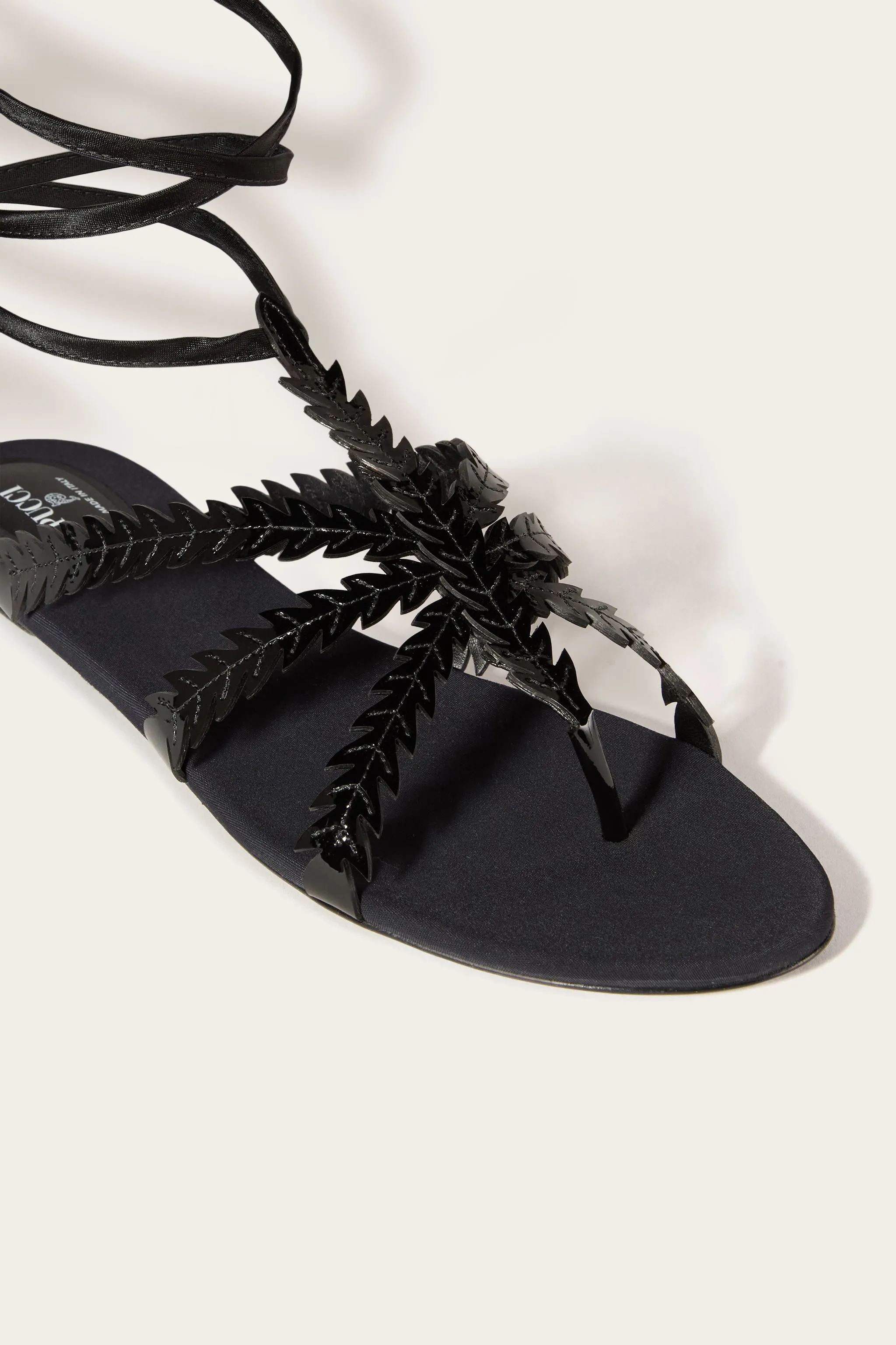 Feather-Embellished Sandals