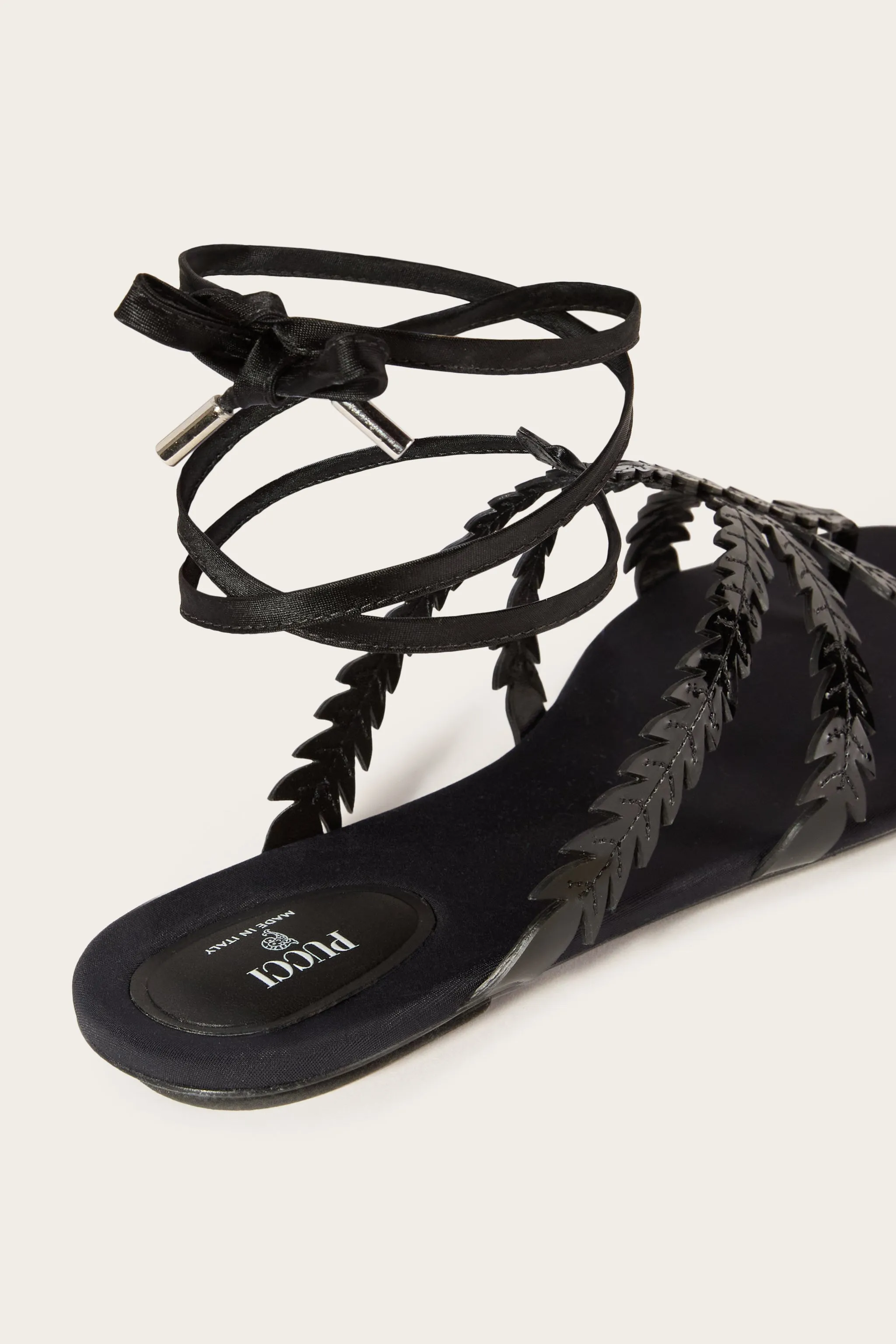 Feather-Embellished Sandals