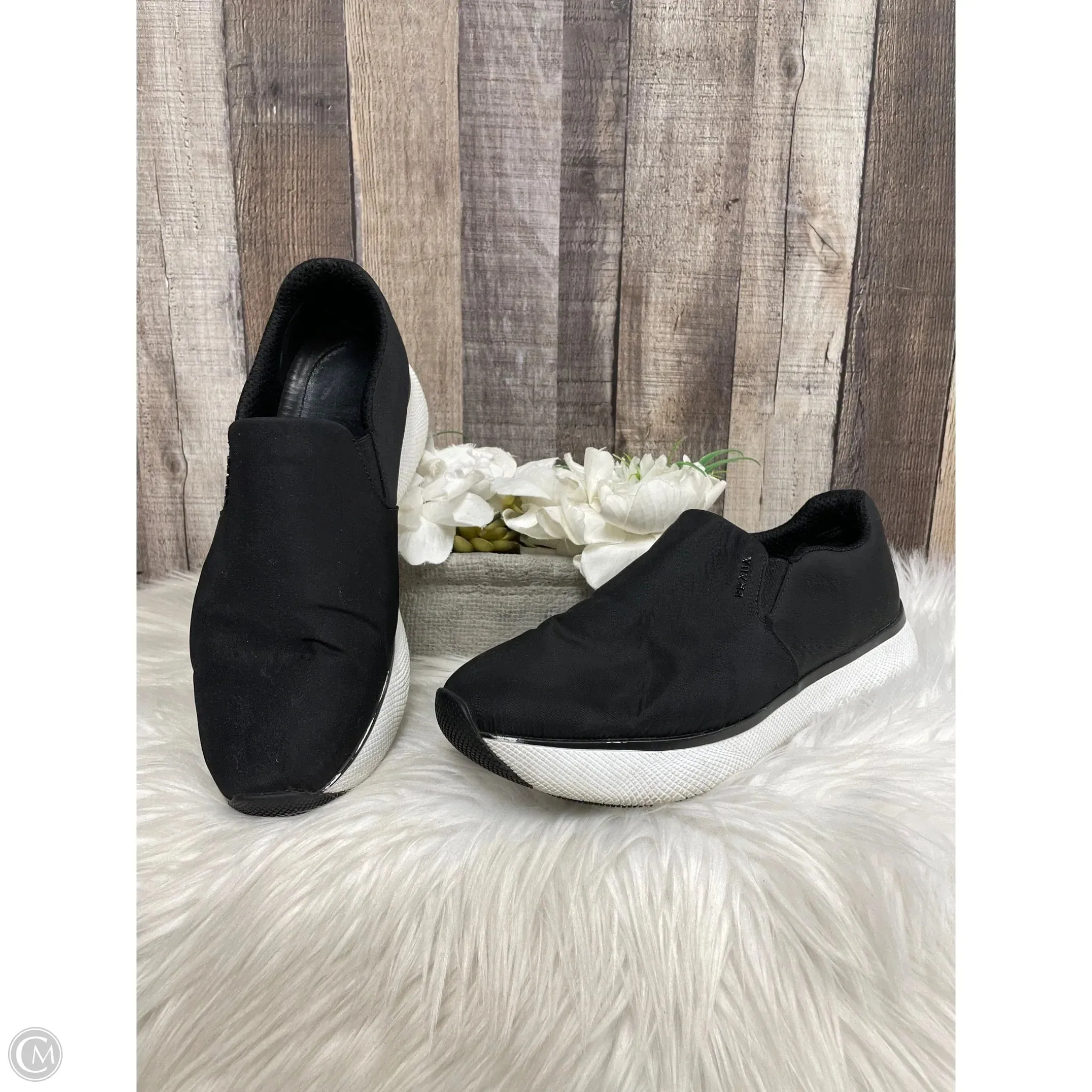 Young Mood Shoes Luxury Designer By Prada In Black, Size: 9.5