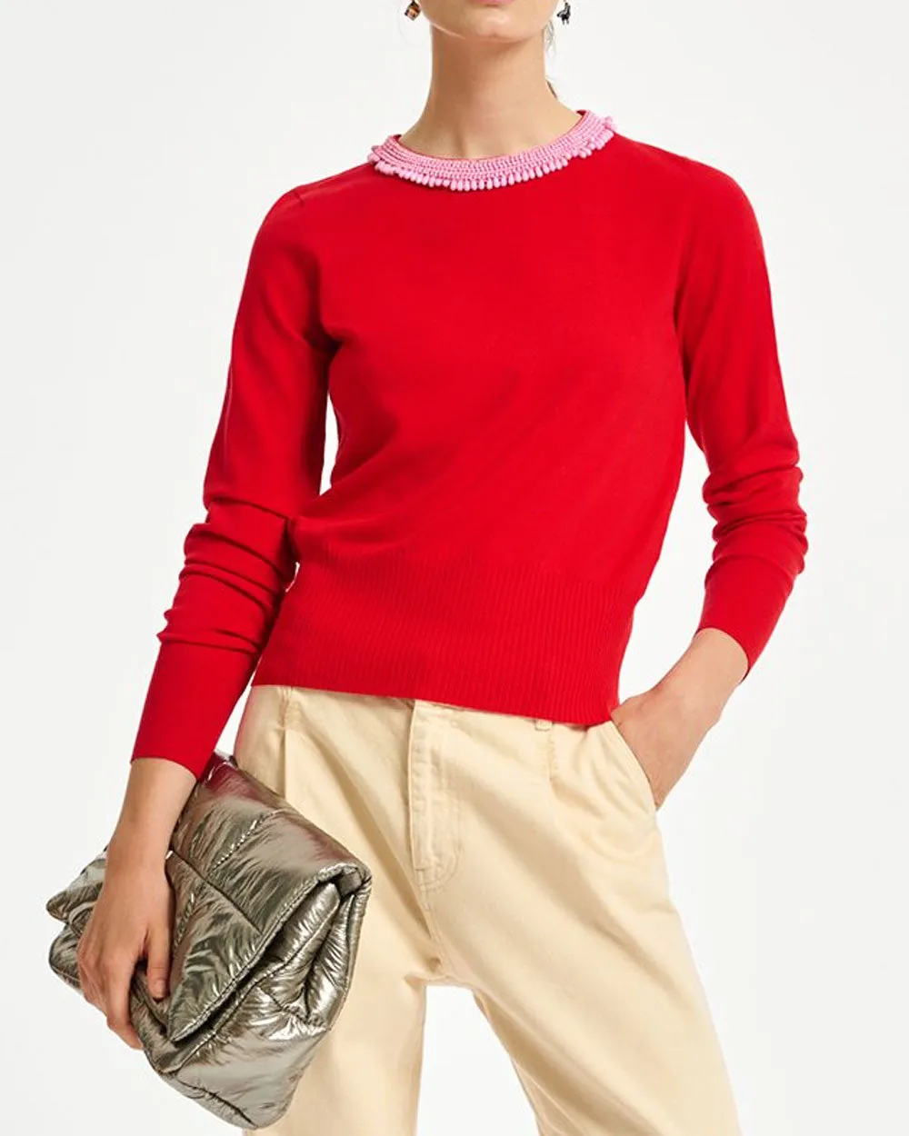 Firemen Red Jewel Embellished City Sweater