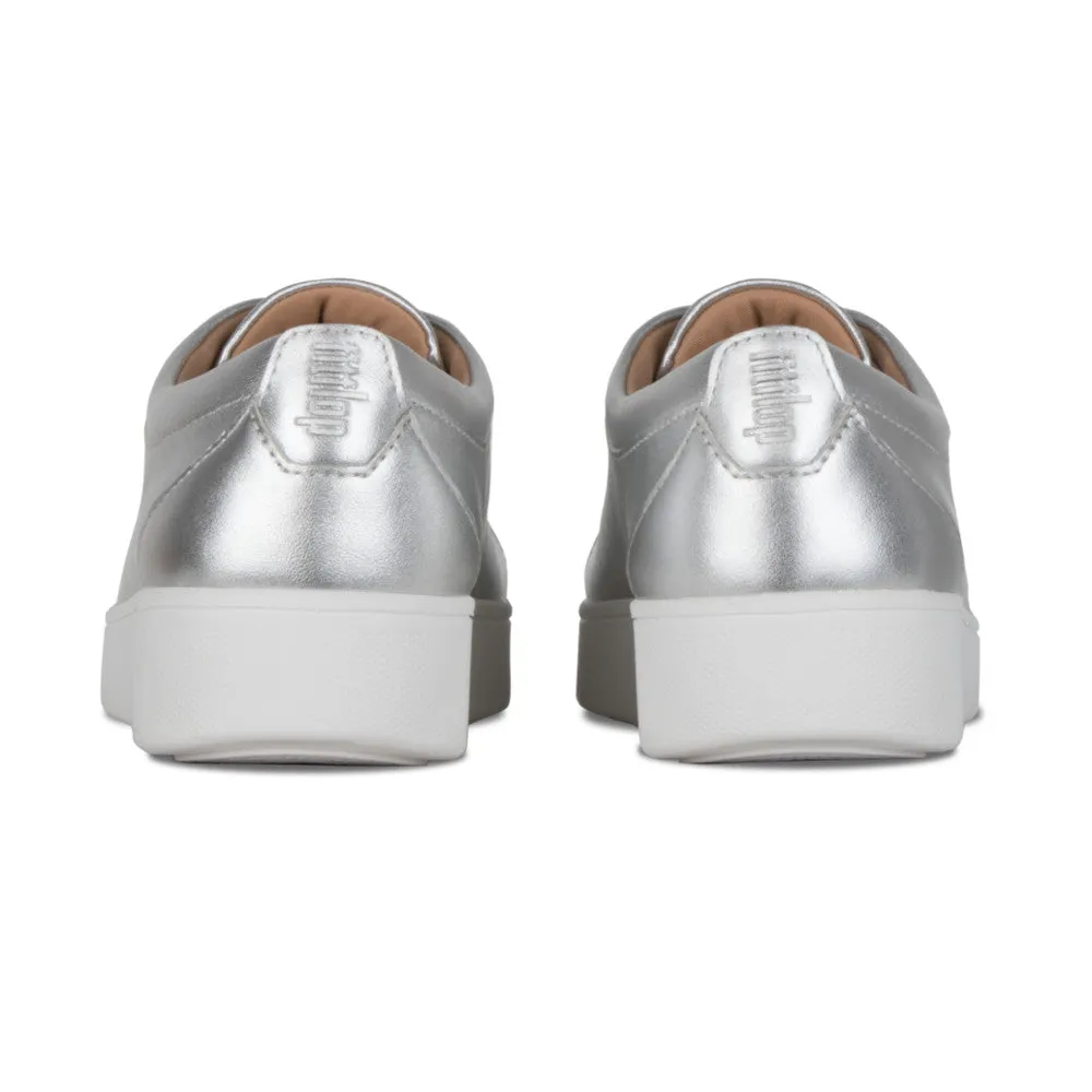 Fitflop Rally X22-011 Ladies Silver Leather Lace Up Trainers