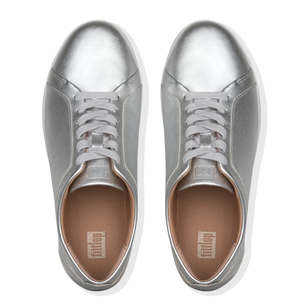 Fitflop Rally X22-011 Ladies Silver Leather Lace Up Trainers