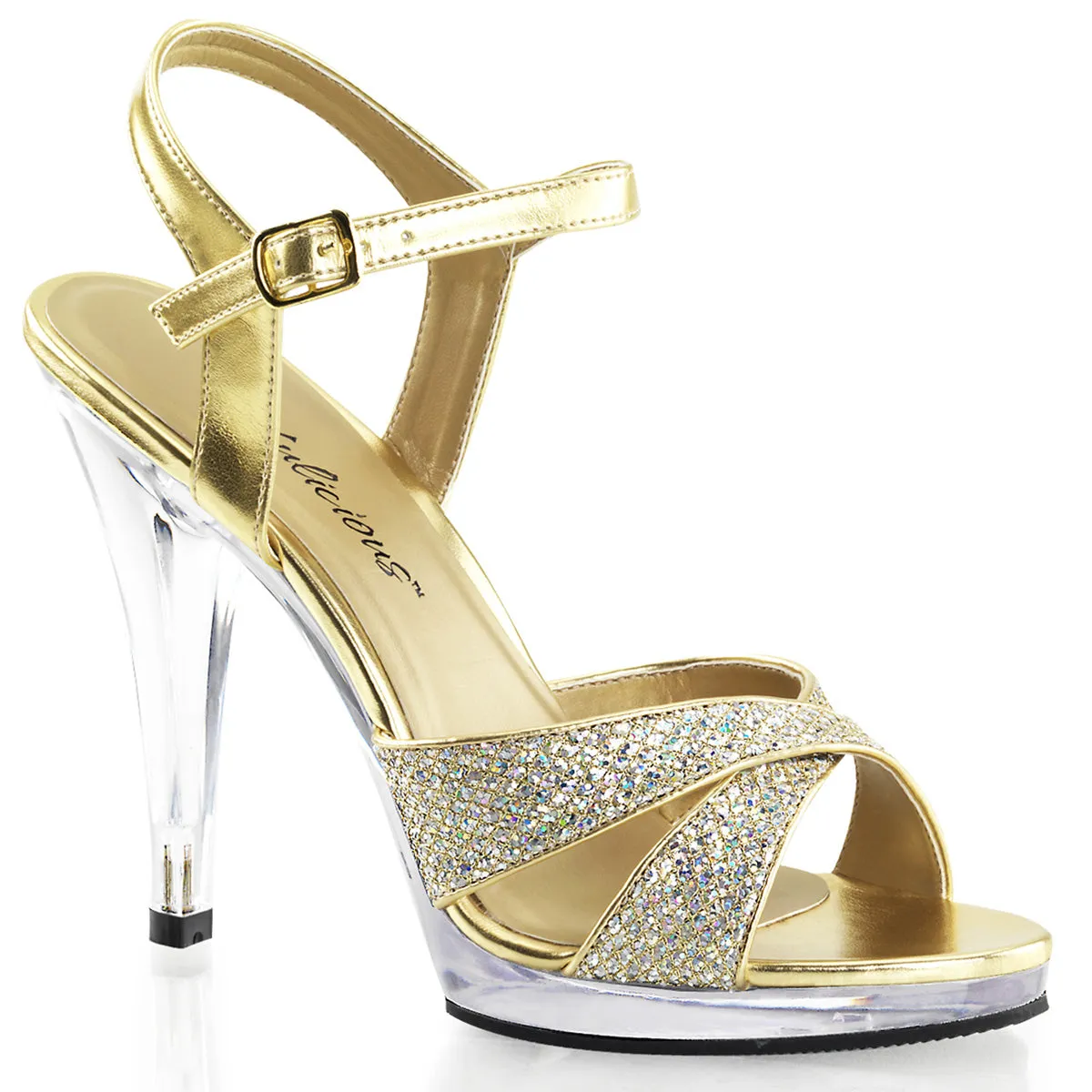 FLAIR-419(G) Fabulicious 4 1/2" Flair Gold Glitter Sexy Shoes (High Heels)