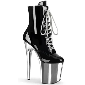 FLAMINGO-1020 Pleaser Black/Silver Sexy Platform Shoes (Pole Dancing Heels)