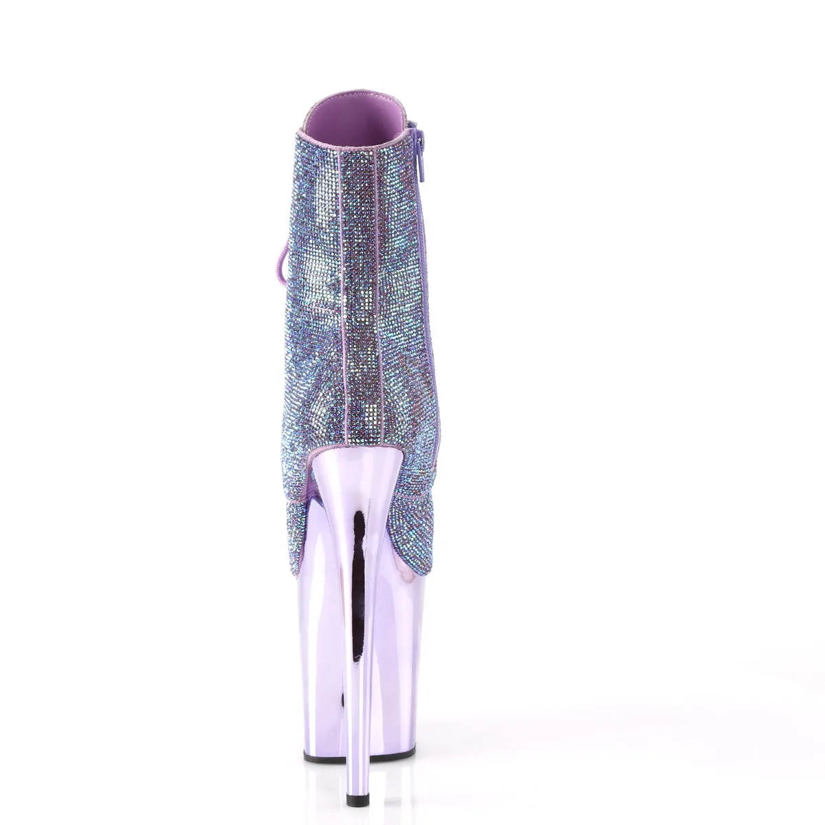FLAMINGO-1020CHRS Pleaser Lavender Bling Exotic Dancing Chrome Platform Ankle Boots